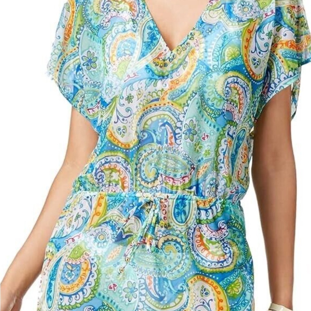 Ralph Lauren Multicolor Carnivale Paisley drawstring waist, Swim Cover, M/L.